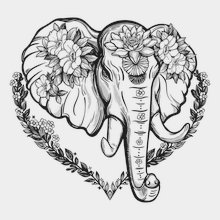 Переводная татуировка Двуликий слон